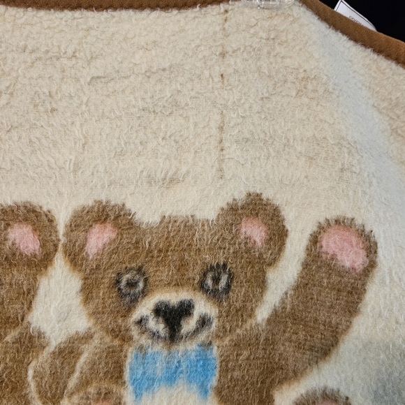 Biederlack Vintage Dancing Teddy Bear Acrylic Blanket Made in USA 54" x 72" - Picture 5 of 12